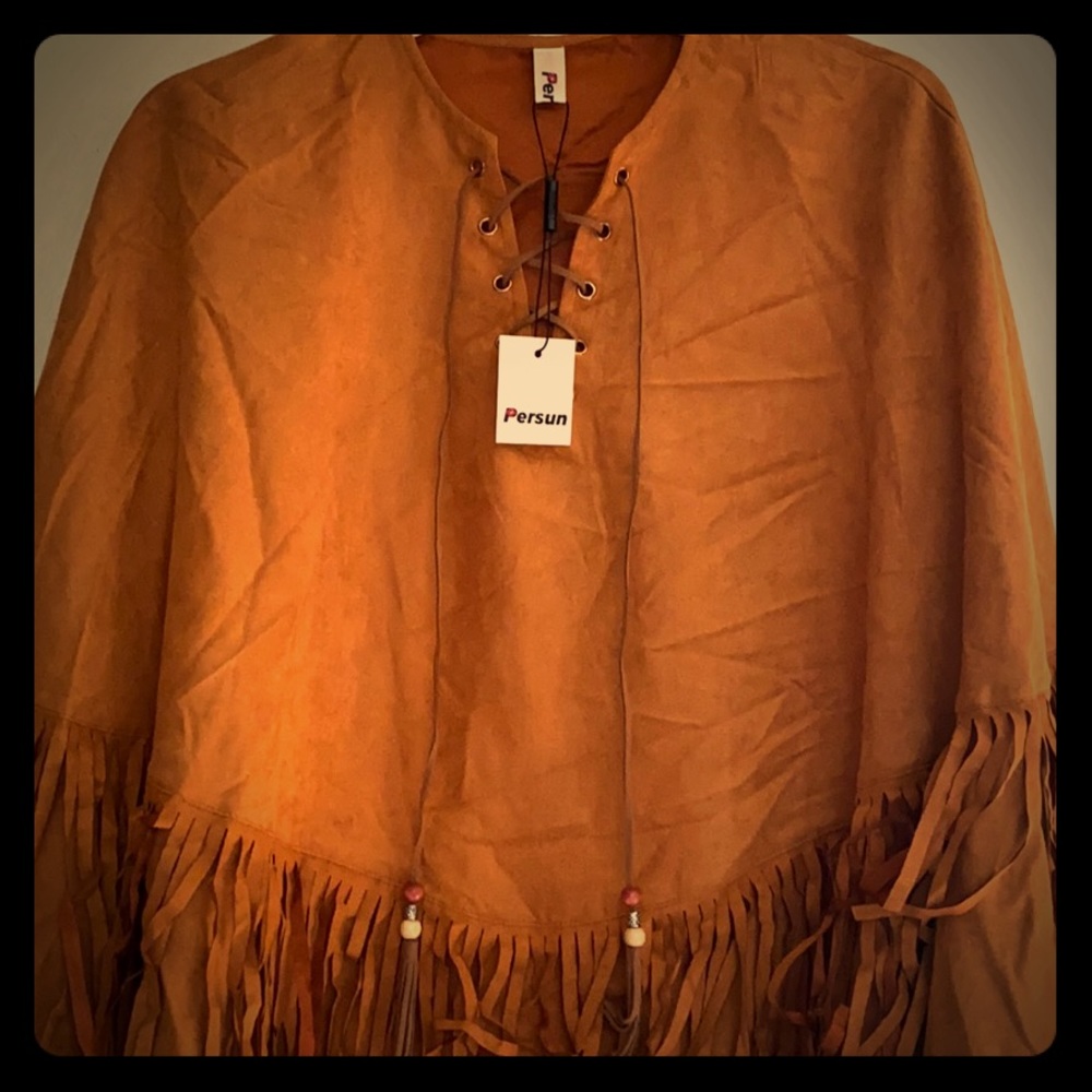 Persun fringe poncho